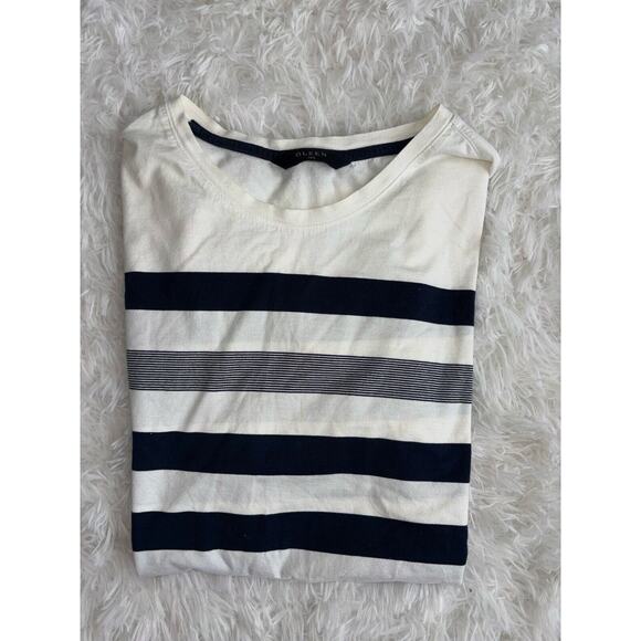 Olzen Men’s Sz. 105 Ivory & Navy Striped Tee. Fantastic Quality & Condition - Picture 8 of 8